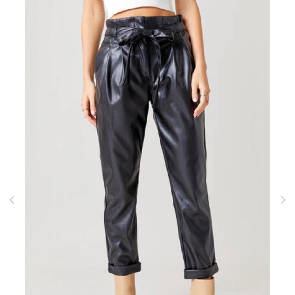 NWT Francesca’s Leather Paperbag Pants